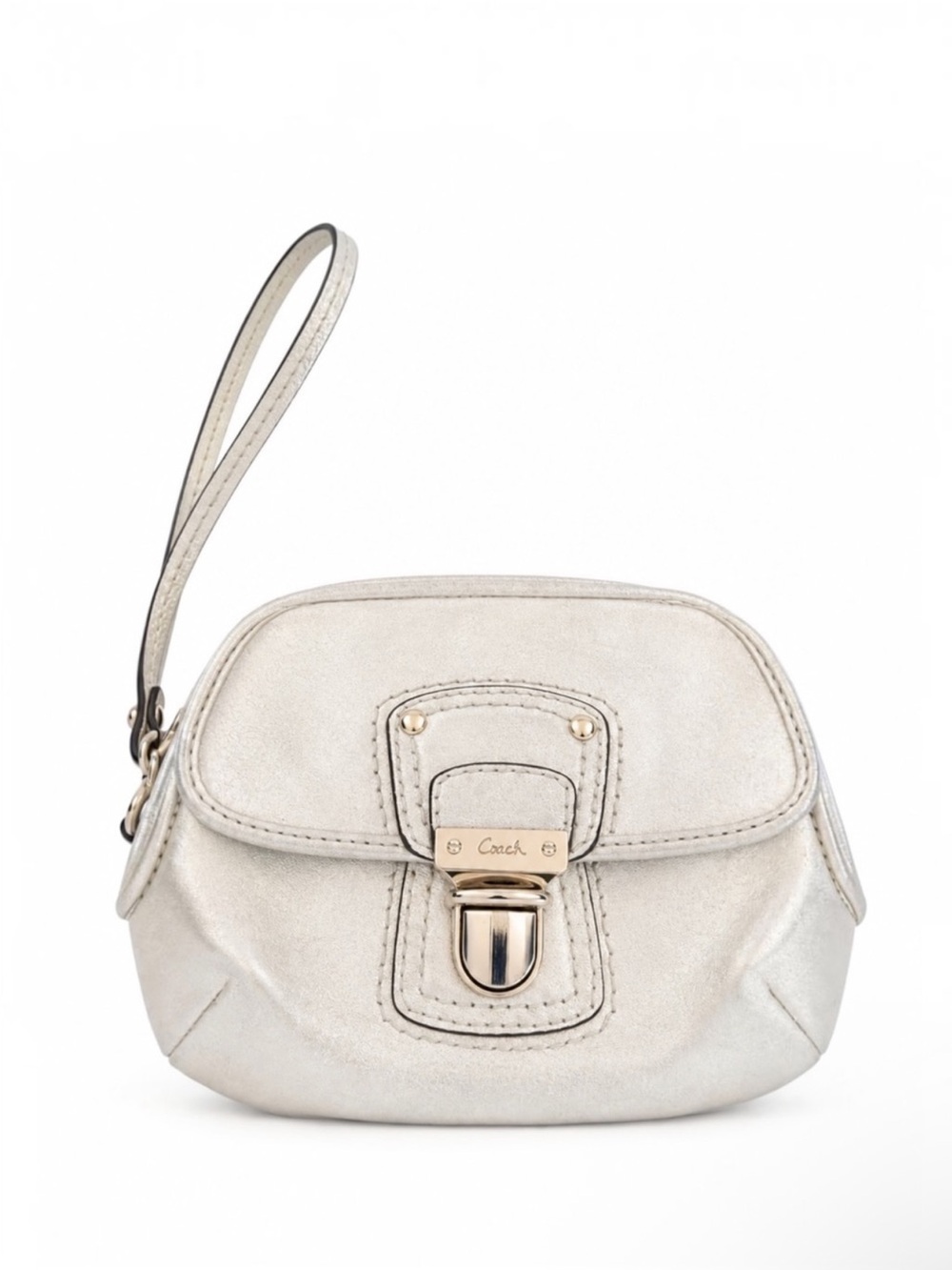 Coach Poppy Legacy Silver Metallic Wristlet